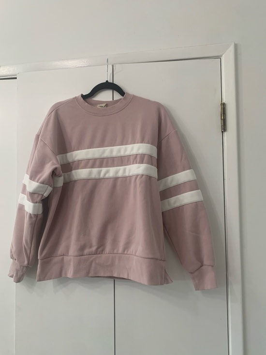 C&C California Sweaters - C&C California Dusty Pink Crewneck with White Stripes